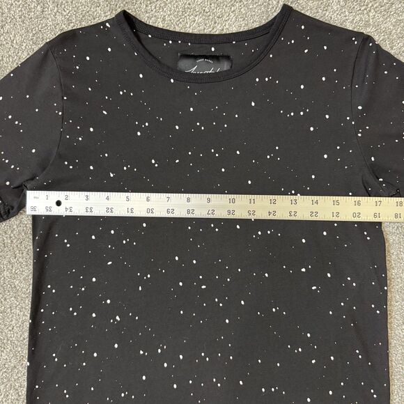 Inspected London Shirt Mens Small Black White Speckle Print T-Shirt Tee Crewneck - Picture 5 of 6